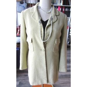 CHANEL Light Mustard Yellow Skirt 2 Piece Suit, Size 42